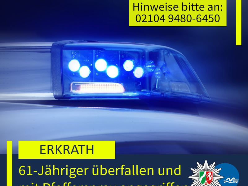 POL-ME: 61-Jähriger von zwei Jugendlichen beraubt und mit Pfefferspray angegriffen - 2603044 - Foto: presseportal.de