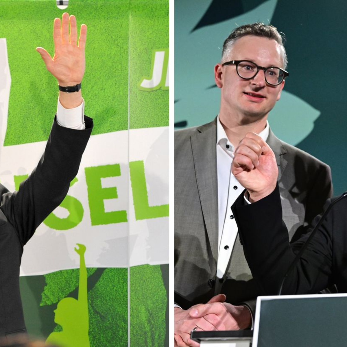Sicher kein Zufall: Özdemir trägt die gleiche Krawatte wie Kretschmann 2011.  - Foto: Uwe Anspach/Bernd Weißbrod/dpa