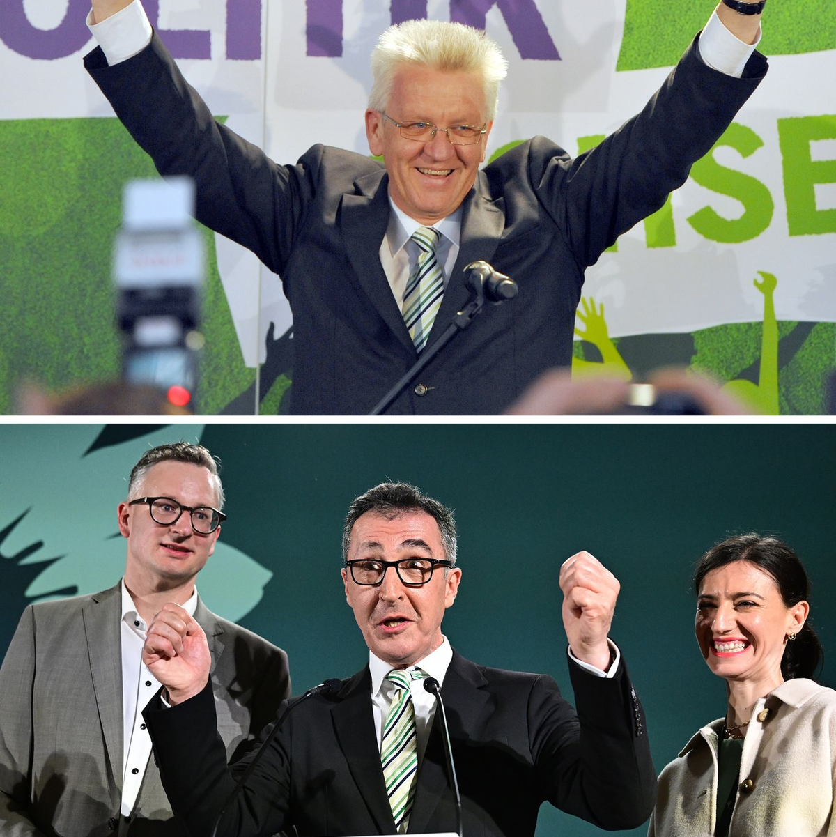 Hat diese Krawatte Glück gebracht? Schon Kretschmann trug das gleiche Modell 2011.  - Foto: Uwe Anspach/Bernd Weißbrod/dpa