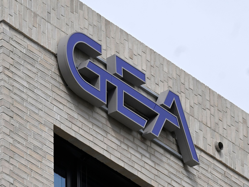 Gea-Logo am Düsseldorfer Unternehmenssitz (Archivbild) - Foto: Roberto Pfeil/dpa