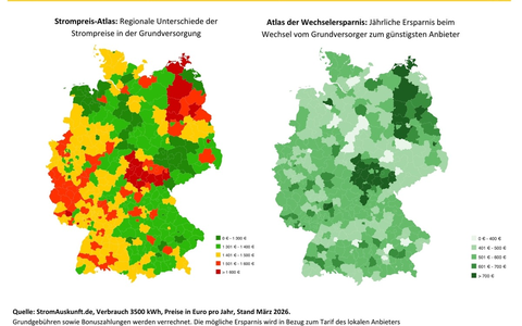 Wohnort-Lotterie beim Strom: Preisunterschiede von über 1.100 Euro entlarvt / Neue Stromstudie zeigt: 47 der 50 teuersten Stromregionen liegen in Thüringen - Wechsel spart im Schnitt 561 Euro. - Foto: presseportal.de