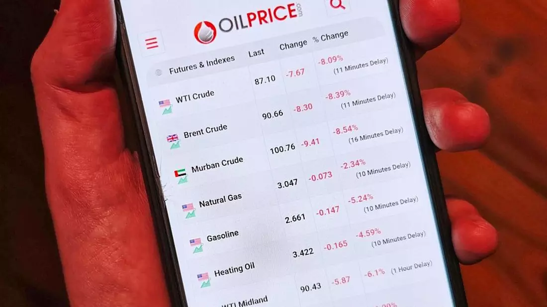 Ölpreise auf einem Smartphone (Archiv) - Bild: via dts Nachrichtenagentur