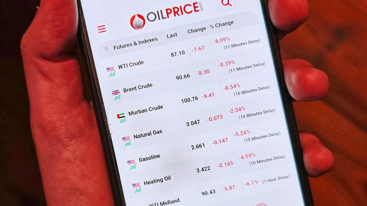 Ölpreise auf einem Smartphone am 10.03.2026 - Foto: via dts Nachrichtenagentur