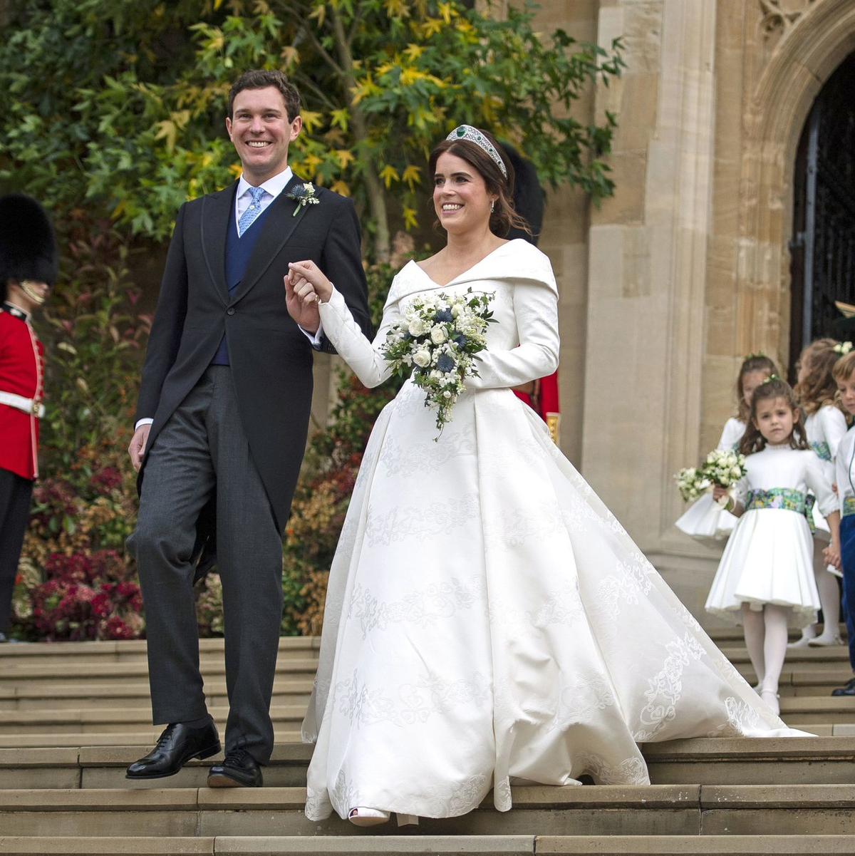 Prinzessin Eugenie bei ihrer Hochzeit. (Archivbild) - Foto: Victoria Jones/PA Wire/dpa