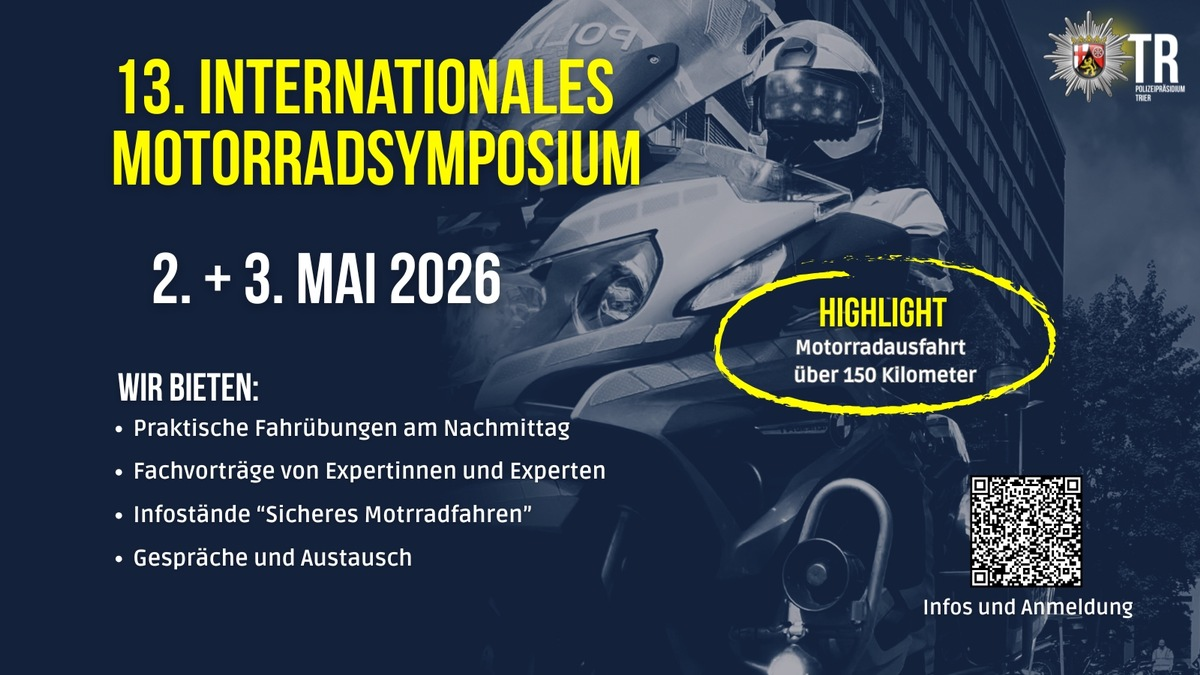 POL-PPTR: 13. Motorradsymposium 2026 - jetzt anmelden und mitfahren! - Foto: presseportal.de