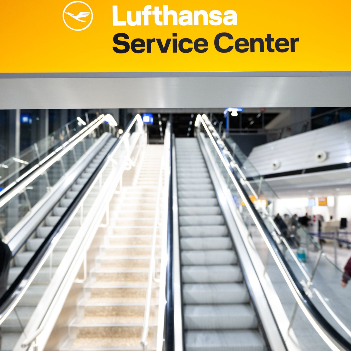 Wenig los bei der Lufthansa am Frankfurter Flughafen.  - Foto: Florian Wiegand/dpa