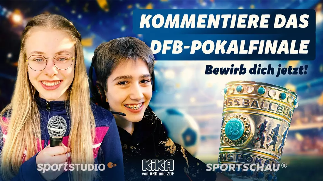 KiKA, ARD-Sportschau und ZDF-Sportstudio machen DFB-Pokalfinale der Frauen und Männer zum Erlebnis für Kinder / Live-Übertragungen auf kika.de und in der KiKA-App / Bis 12. April 2026 bewerben - Bild: presseportal.de