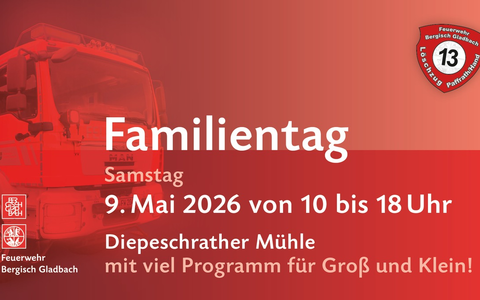 FW-GL: Feuerwehr Bergisch Gladbach lädt zum Familientag an der Diepeschrather Mühle ein - Foto: presseportal.de