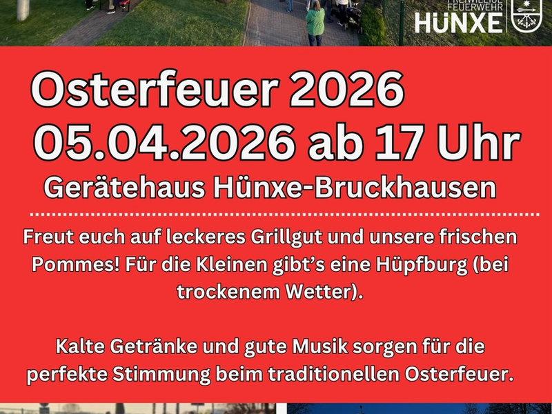 FW Hünxe: Osterfeuer der Einheit Bruckhausen - Foto: presseportal.de