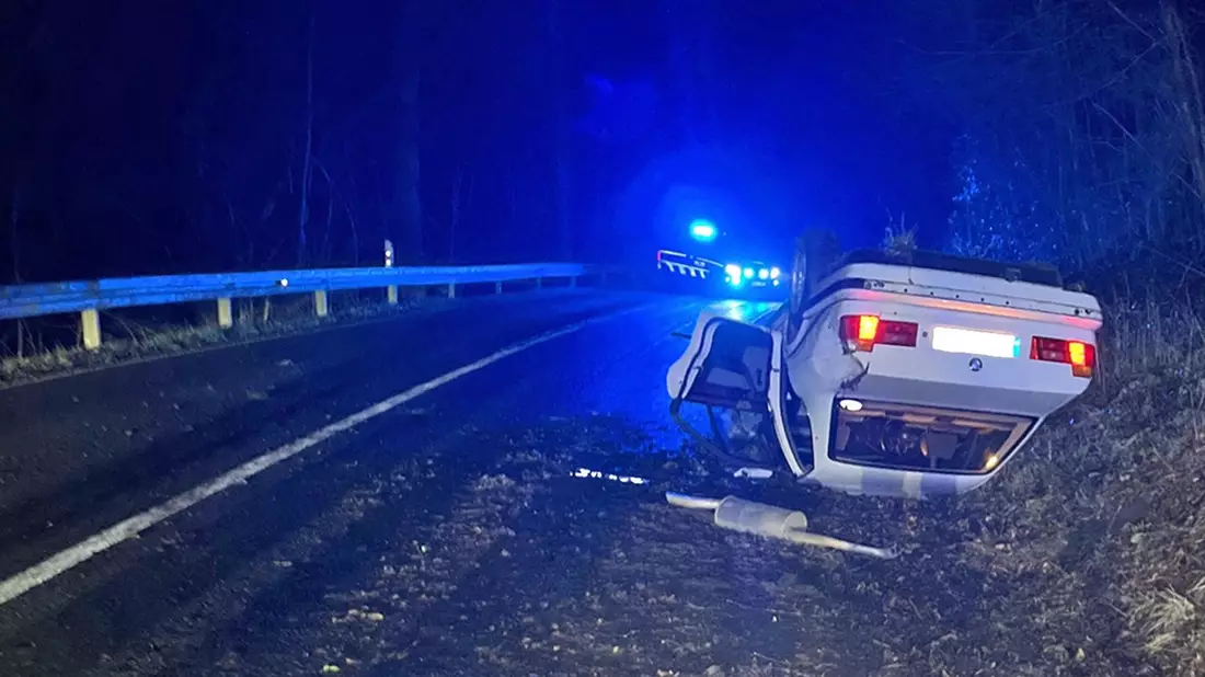 POL-GM: 20-jähriger Autofahrer überschlägt sich - Bild: presseportal.de