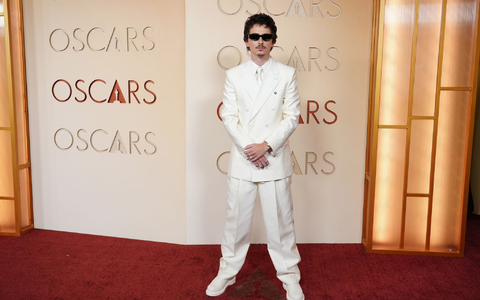 Timothée Chalamet posiert mit Sonnenbrille bei den Oscars 2026. - Foto: Jordan Strauss/Invision/AP/dpa