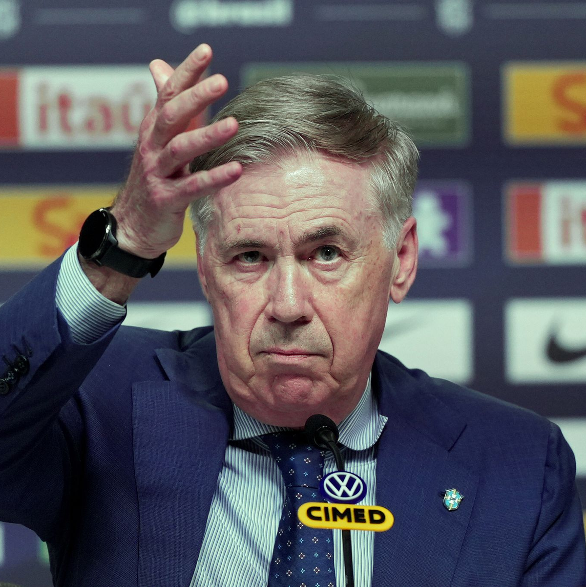  Brasiliens Carlo Ancelotti nominierte Neymar nicht für die kommenden WM-Testspiele. - Foto: Silvia Izquierdo/AP/dpa