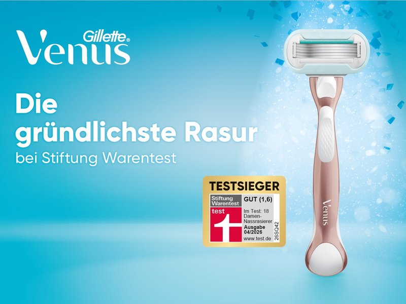 Warum Gillette Venus erneut Testsieger bei Stiftung Warentest ist: Der Gillette Venus Pro Smooth Sensitive bietet die gründlichste Rasur - Foto: presseportal.de