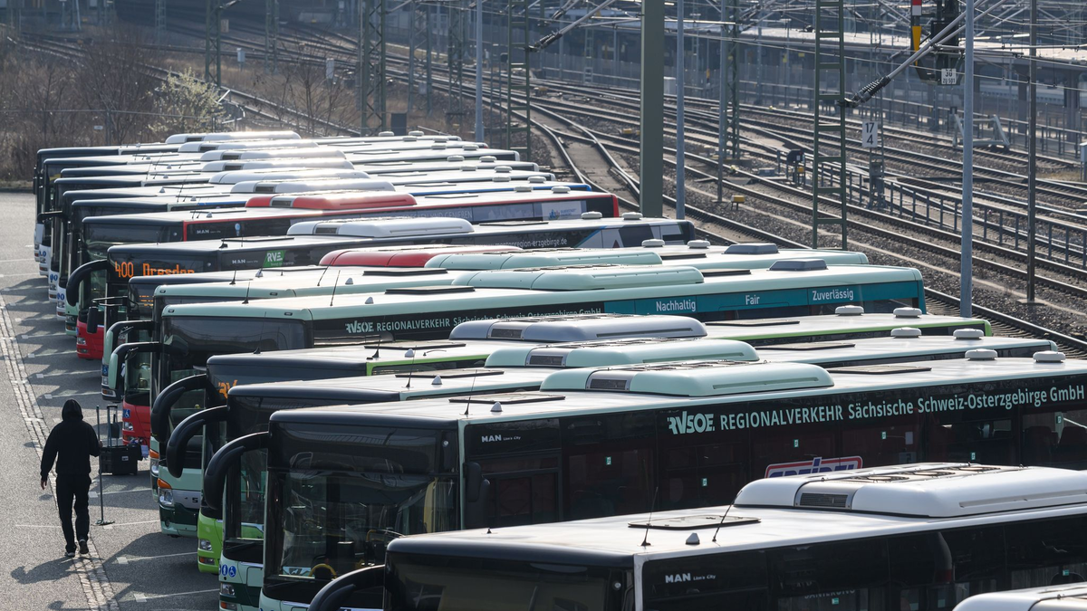 Erneut bleiben Busse und Bahnen wegen eines Warnstreiks in vielen Bundesländern in den Depots. (Archivbild) - Foto: Robert Michael/dpa