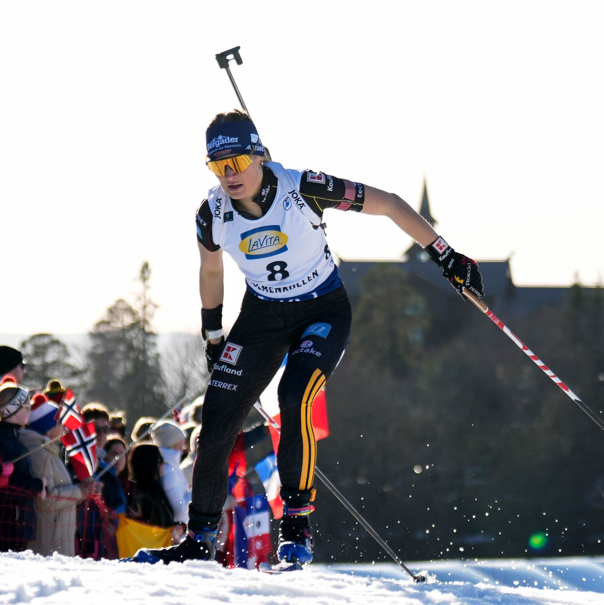 Marlene Fichtner auf der Strecke am Holmenkollen. - Foto: Heiko Junge/NTB/dpa