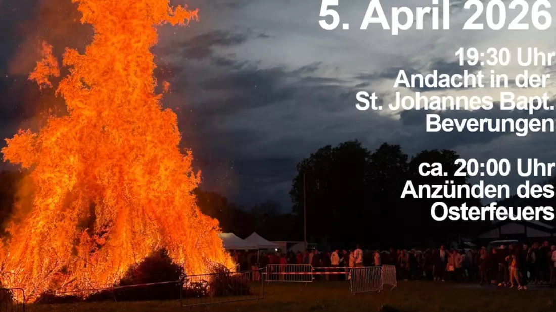 FW Beverungen: Osterfeuer 2026 in Beverungen / Traditionelles Brauchtum am Ostersonntag - Bild: presseportal.de