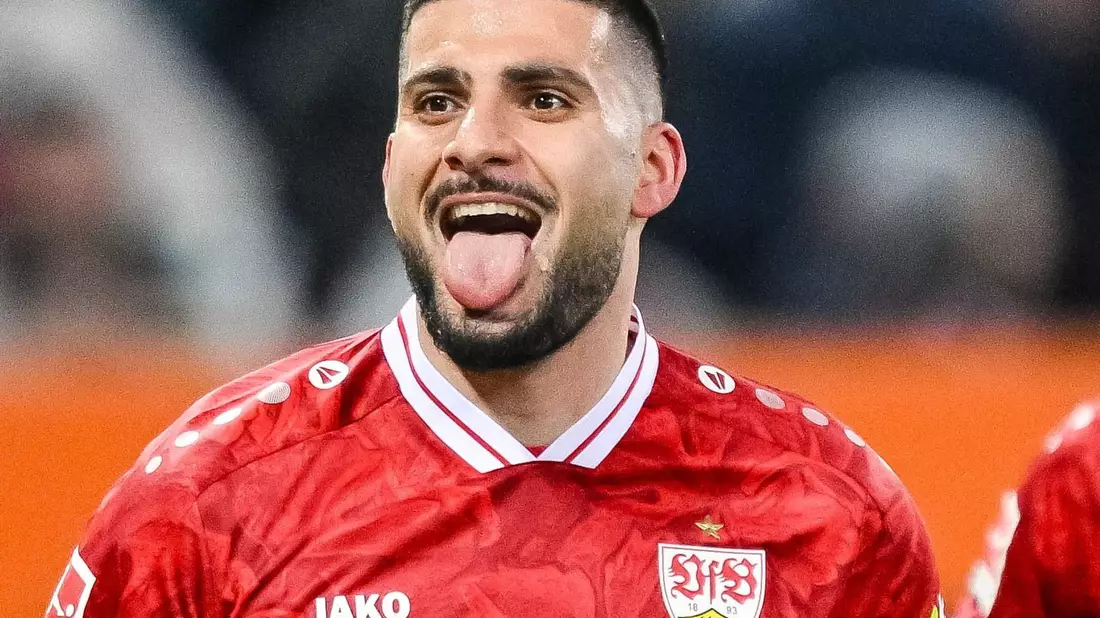 Ätsch: Deniz Undav jubelt nach seinem zweiten Tor zum 4:1. - Bild: Harry Langer/dpa