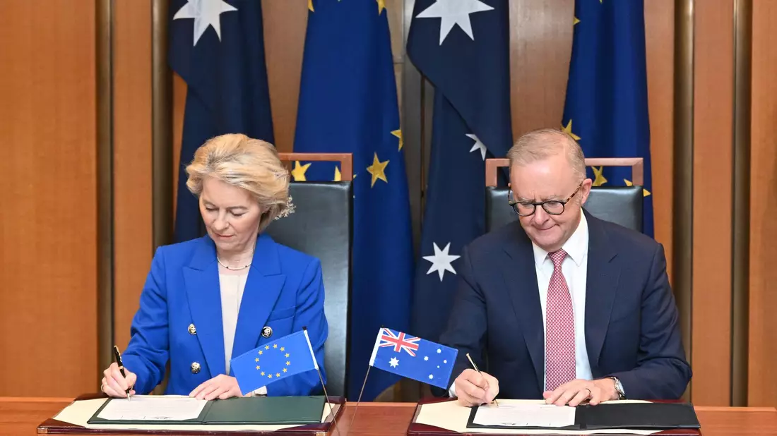 Die EU und Australien haben sich nach langen Verhandlungen auf ein Freihandelsabkommen verständigt. - Bild: Lukas Coch/AAP/dpa