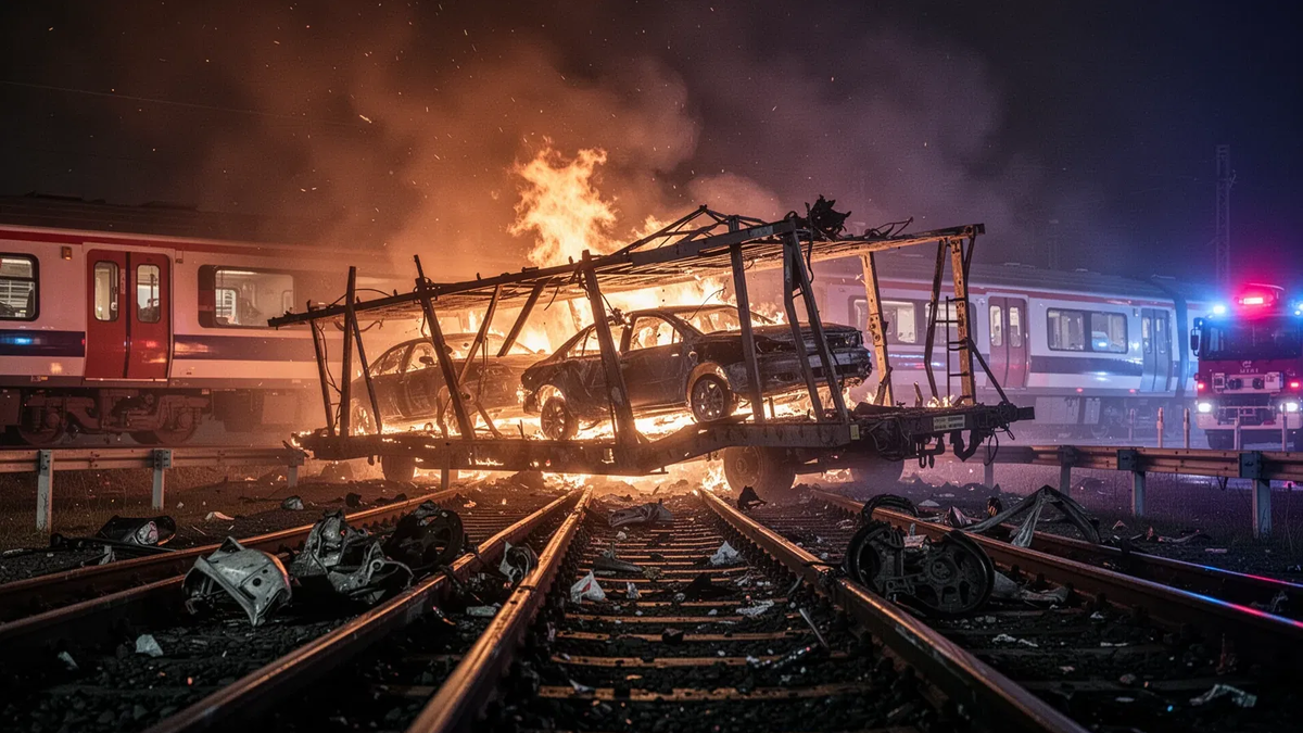 Zugunglück bei Insheim: Explosionen nach Kollision mit Autotransporter - Foto: über boerse-global.de