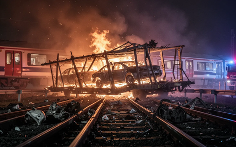 Zugunglück bei Insheim: Explosionen nach Kollision mit Autotransporter - Foto: über boerse-global.de