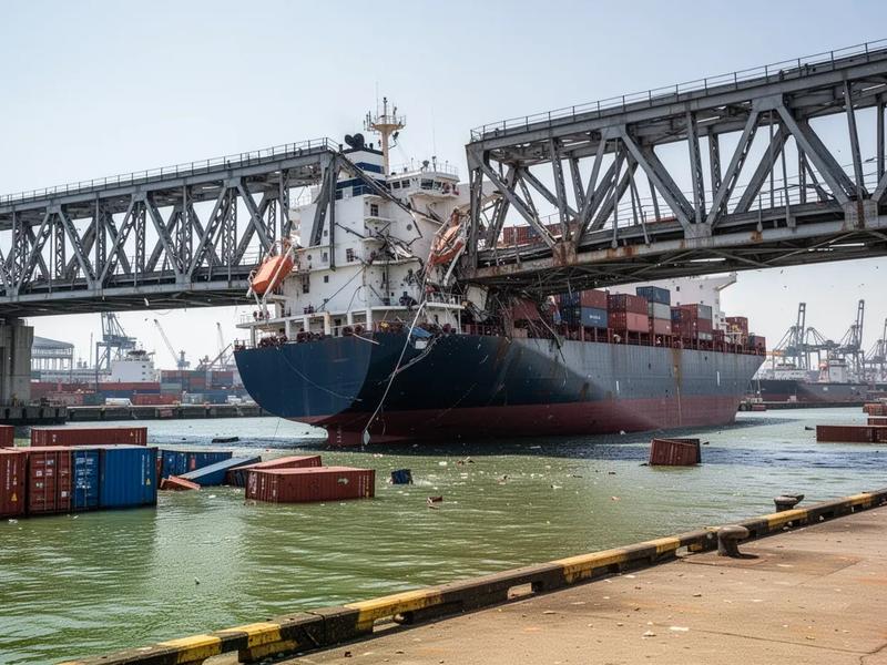 Containerschiff rammt Hubbrücke im Neusser Hafen - Foto: über boerse-global.de