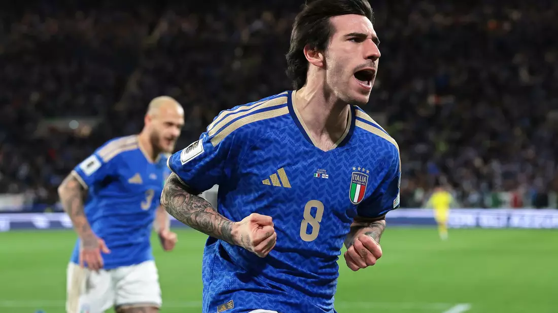 Sorgte für die Befreiung: Italiens 1:0-Torschütze Sandro Tonali (r)   - Bild: Jonathan Moscrop/CSM via ZUMA Press Wire/dpa
