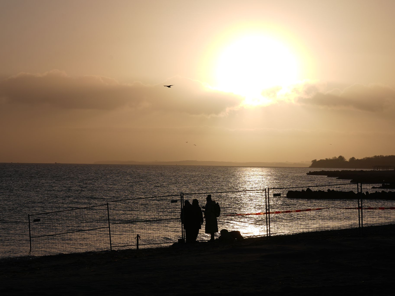Am Morgen gab es von dem Buckelwal an der Küste vor Timmendorfer Strand zunächst keine Spur. - Foto: Marcus Brandt/dpa