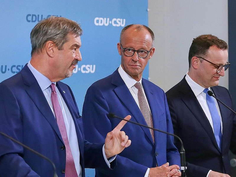 Markus Söder, Friedrich Merz, Jens Spahn (Archiv) - Foto: via dts Nachrichtenagentur