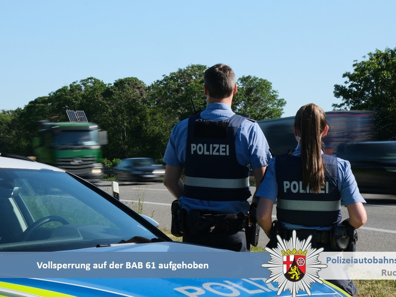 POL-PDNW: Polizeiautobahnstation Ruchheim - Nachtragsmeldung: Vollsperrung der BAB 61 in Fahrtrichtung Koblenz aufgehoben - Foto: presseportal.de
