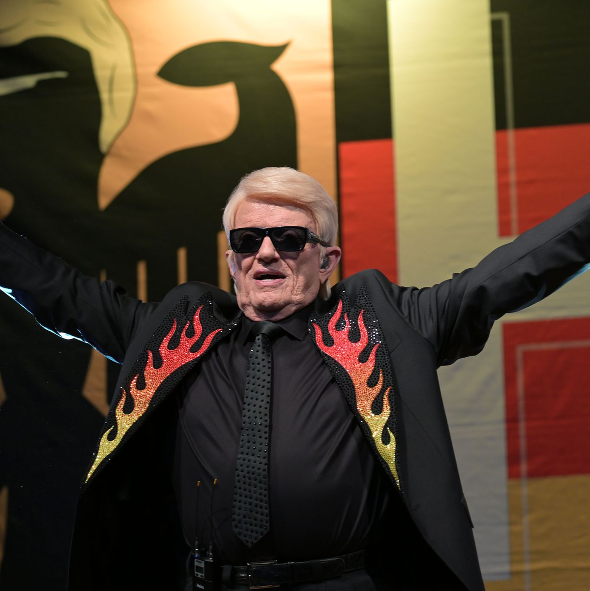 Viel Schwarz-Rot-Gold ist zu sehen, wenn Heino auf der Bühne singt. - Foto: Michael Bahlo/dpa