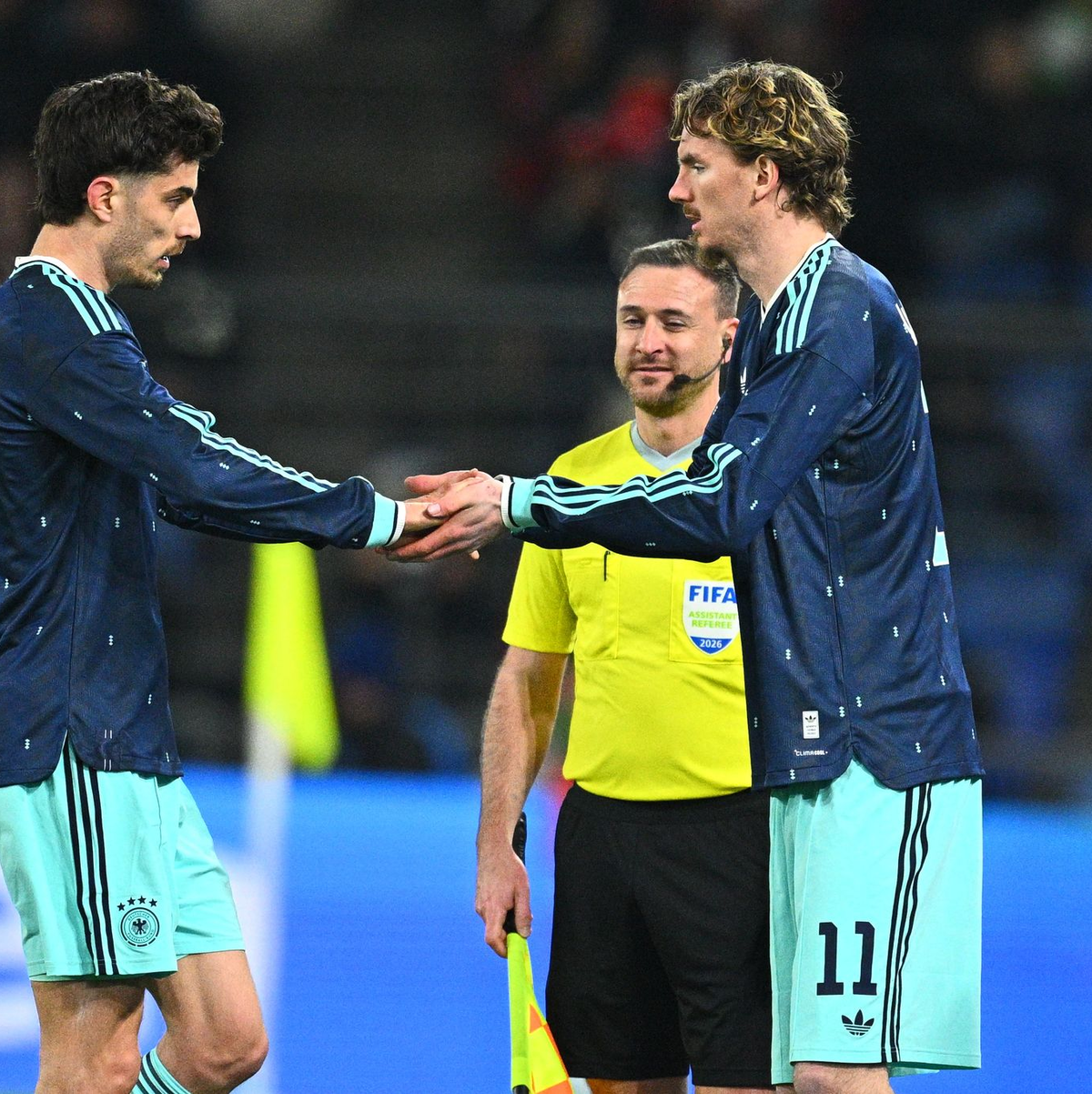 Kai Havertz (l.) und Nick Woltemade (r.) sind die Angreifer im DFB-Team.  - Foto: Tom Weller/dpa