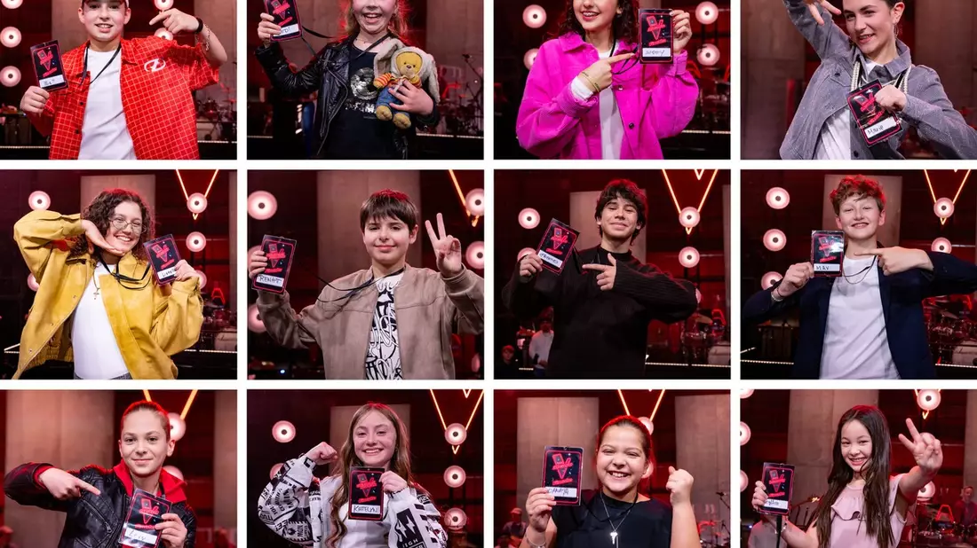 Illia Hedi Susey Marie Lionella Renat Fabio Max Levy Katelyn Danaya Angelina The Voice Kids - Bild: Joyn/Claudius Pflug, presseportal.de