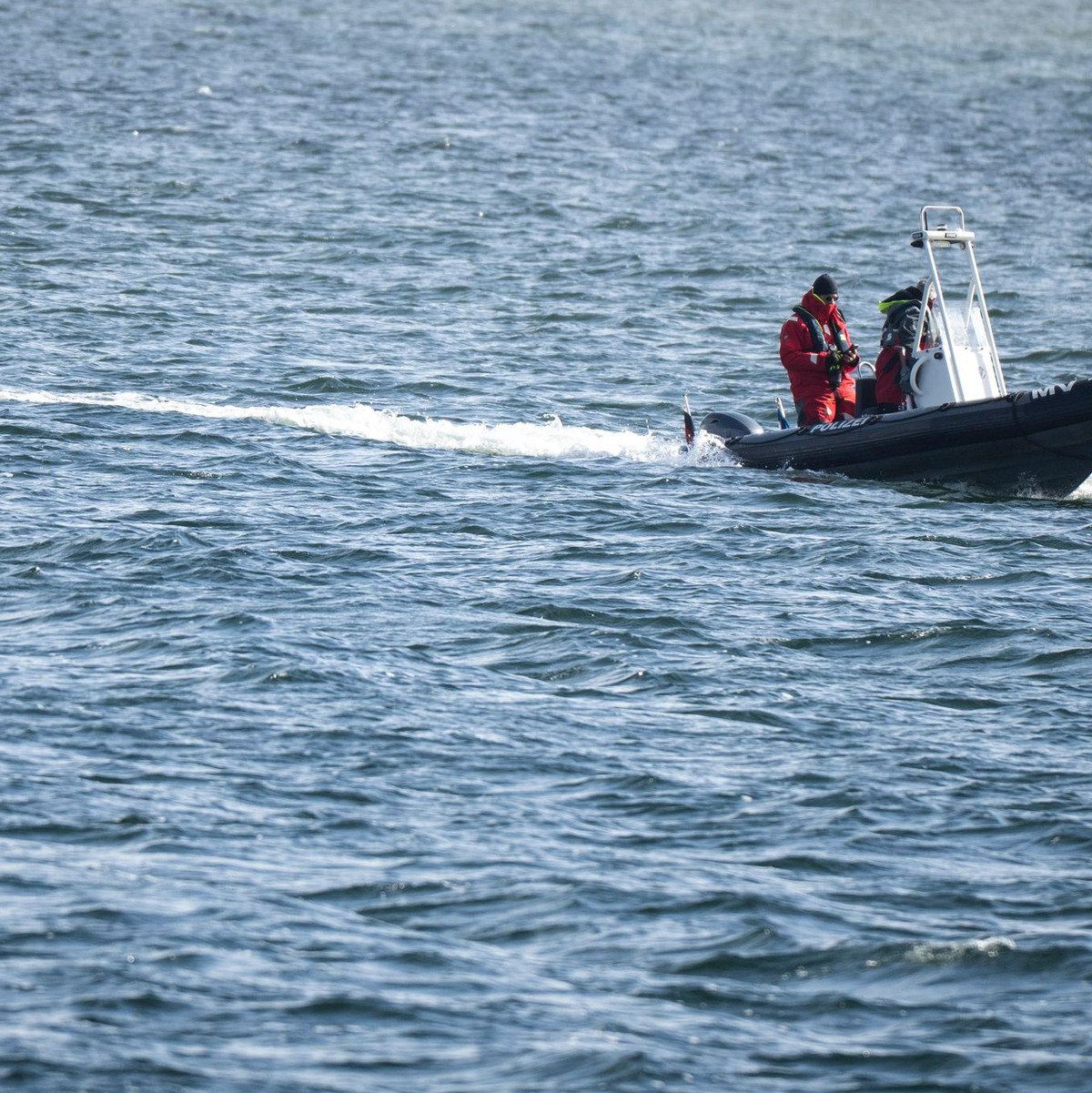 Die Polizei war auf der Ostsee unterwegs, um den Buckelwal zu betreuen.  - Foto: Philip Dulian/dpa