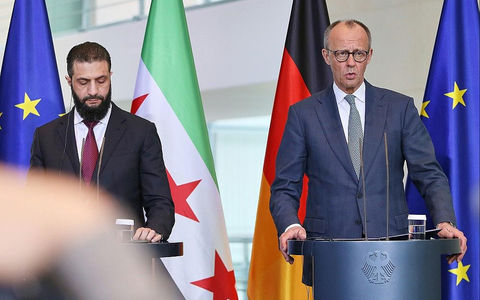 Ahmed al-Scharaa und Friedrich Merz am 30.03.2026 - Foto: via dts Nachrichtenagentur