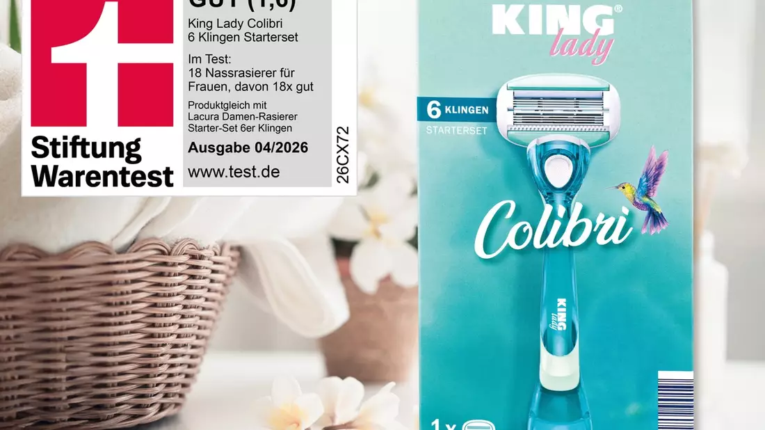 Körperpflege ohne Kompromisse: NORMA-Damen-Rasierer von KING LADY in der April-Ausgabe von STIFTUNG WARENTEST mit der Note 1,6 ausgezeichnet / Qualität zum unschlagbaren Preis von nur 4,49 Euro - Bild: presseportal.de