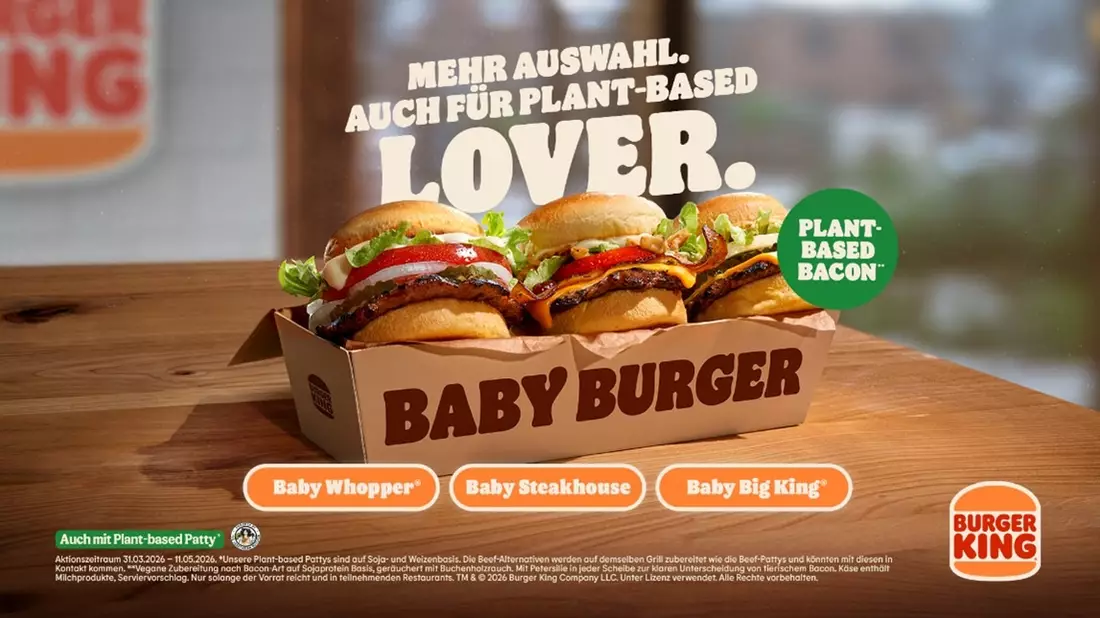 Burger King® bringt Plant-based Bacon nach Deutschland: Jetzt Baby Burger auch ohne Fleisch / Plant-based Bacon feiert Premiere auf Baby Steakhouse Burger - Bild: presseportal.de