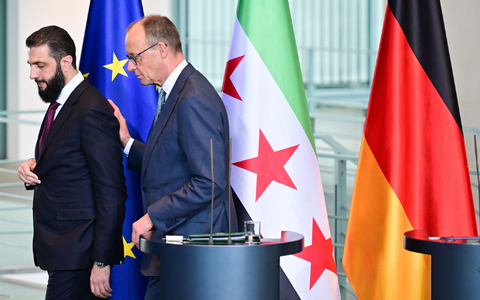 Wer hat die 80-Prozent-Zielmarke genannt, Syriens Übergangspräsident Ahmed al-Scharaa oder Kanzler Friedrich Merz (CDU)? Nicht so wichtig, meint die Bundesregierung. - Foto: Sebastian Christoph Gollnow/dpa