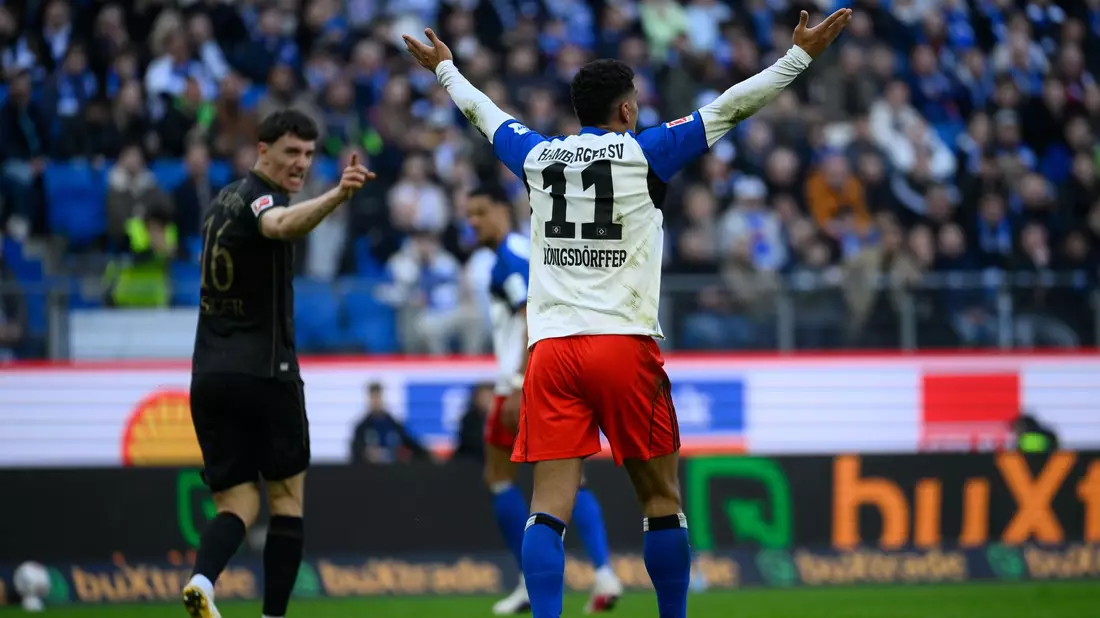 Jubelte über den Ausgleich: HSV-Torschütze Ransford Käönigsdörffer.  - Bild: Gregor Fischer/dpa