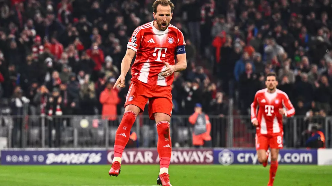 So wollen die Bayern-Fans Torjäger Harry Kane gegen Real sehen: Jubelnd. (Archivbild) - Bild: Tom Weller/dpa