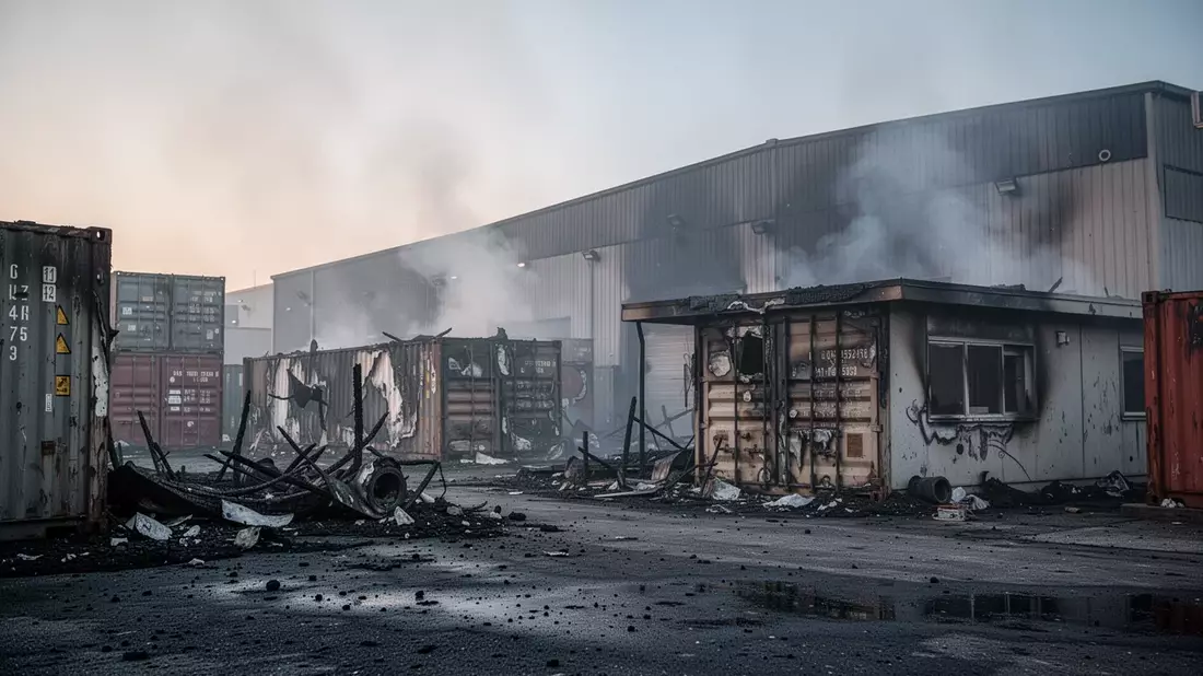 Großbrand in Heusenstamm zerstört Wohnunterkünfte von Lkw-Fahrern - Bild: über boerse-global.de