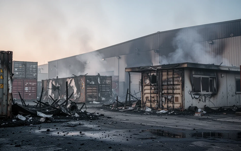 Großbrand in Heusenstamm zerstört Wohnunterkünfte von Lkw-Fahrern - Foto: über boerse-global.de Großbrand in Heusenstamm zerstört Wohnunterkünfte von Lkw-Fahrern - Foto: über boerse-global.de