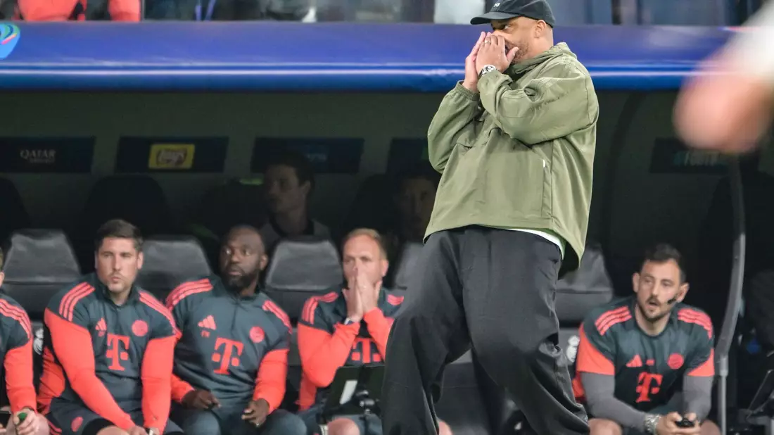Vincent Kompany ging am Spielfeldrand emotional mit bei seinem großen Sieg im 100. Pflichtspiel als Bayern-Trainer. - Bild: Peter Kneffel/dpa