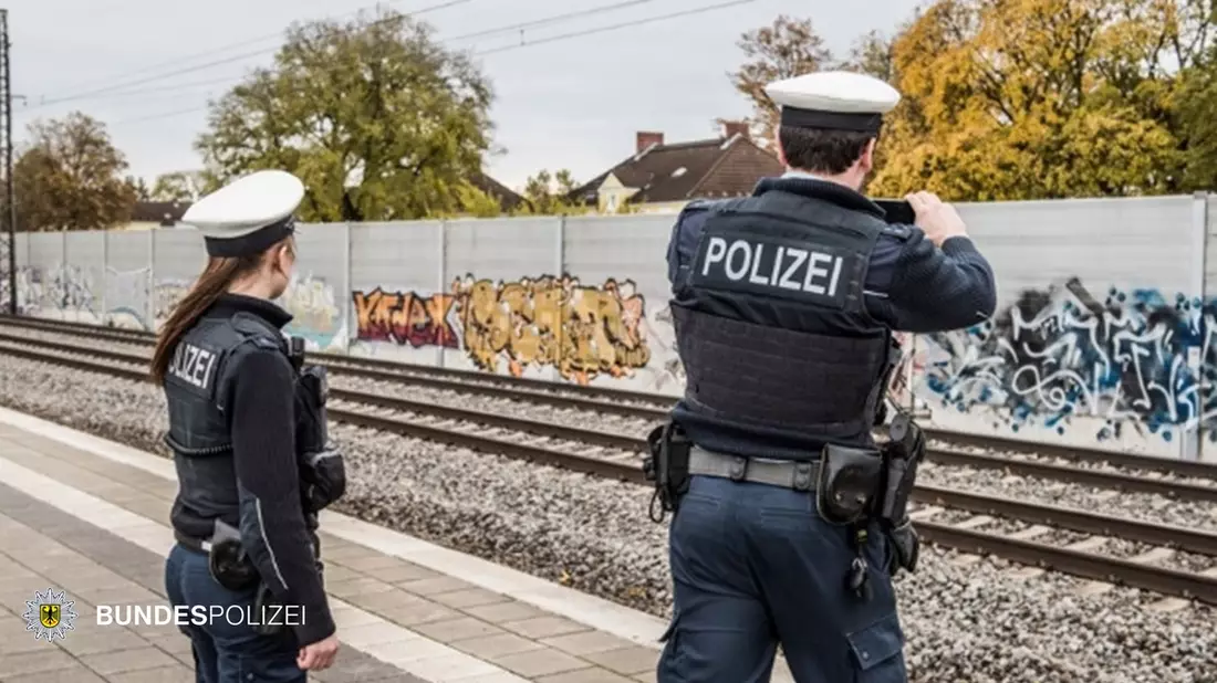 Bundespolizeidirektion München: Graffiti-Sprayer auf frischer Tat gestellt / Zeugenhinweis führt zur Festnahme - Bild: presseportal.de