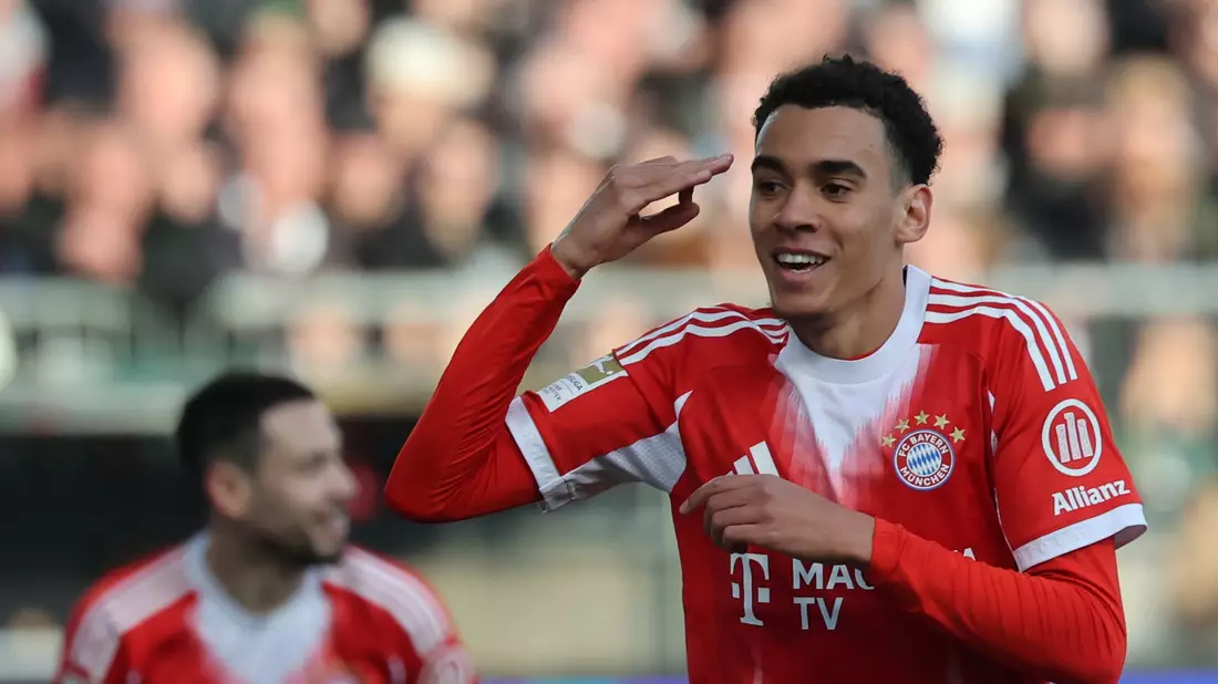 Bayern-Torschütze Jamal Musiala.  - Bild: Christian Charisius/dpa