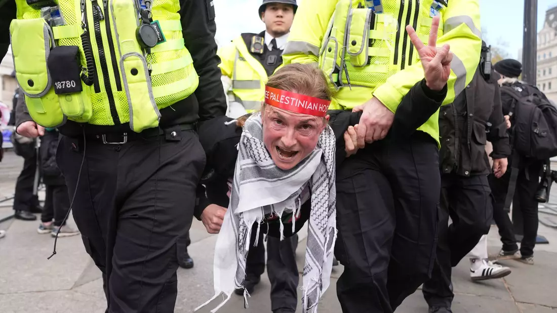 Bei der Demo in London gab es Hunderte Festnahmen.  - Bild: Lucy North/PA/AP/dpa