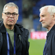 Andreas Rettig (l.) und Rudi Völler (r.) stehen vor einem Länderspiel auf dem Platz (Archivbild) - Foto: Christian Charisius/dpa