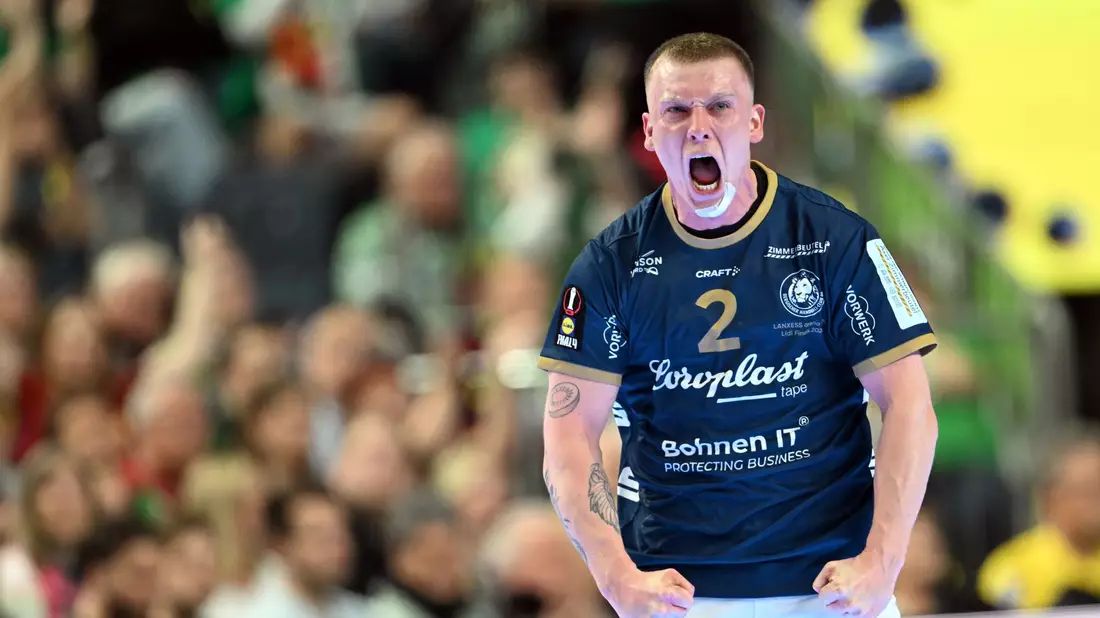 Einer der besten Spieler beim Bergischen HC: Noah Beyer.  - Bild: Federico Gambarini/dpa