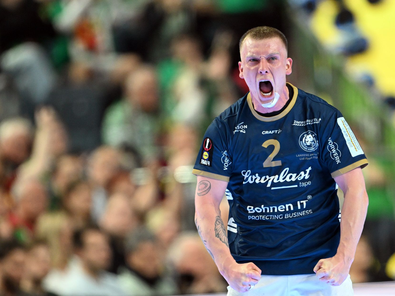 Einer der besten Spieler beim Bergischen HC: Noah Beyer.  - Foto: Federico Gambarini/dpa
