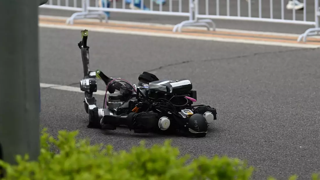 Auf der Strecke kamen auch Roboter zu Fall und mussten ausgetauscht werden.  - Bild: Johannes Neudecker/dpa
