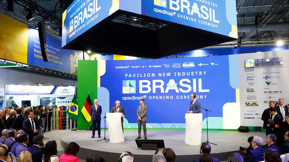Brasilien ist in diesem Jahr Partnerland der Hannover Messe. - Bild: Moritz Frankenberg/dpa